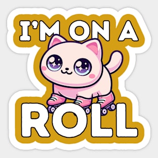 On a Roll- Rollerblading Cat Sticker